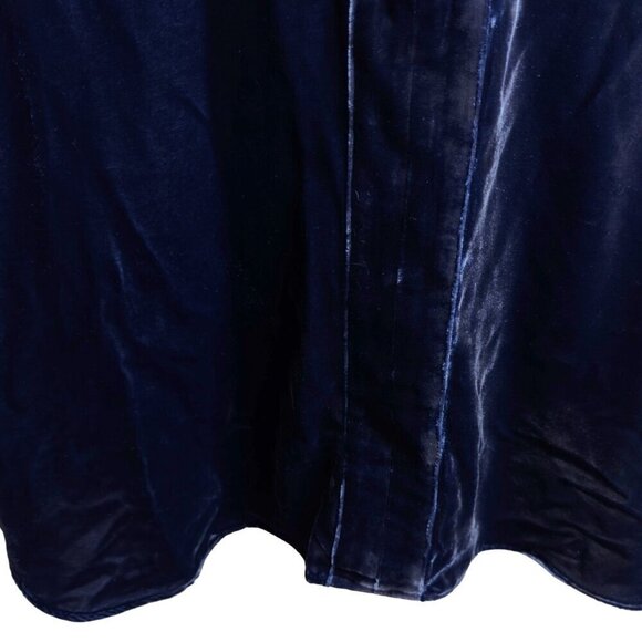 Sundance Hendrix Velvet Shirt Dress Womens XXL Silk Rayon Paris Night Blue Relax - Picture 4 of 11